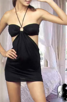 Black Sexy Mini-Dress O-Ring
